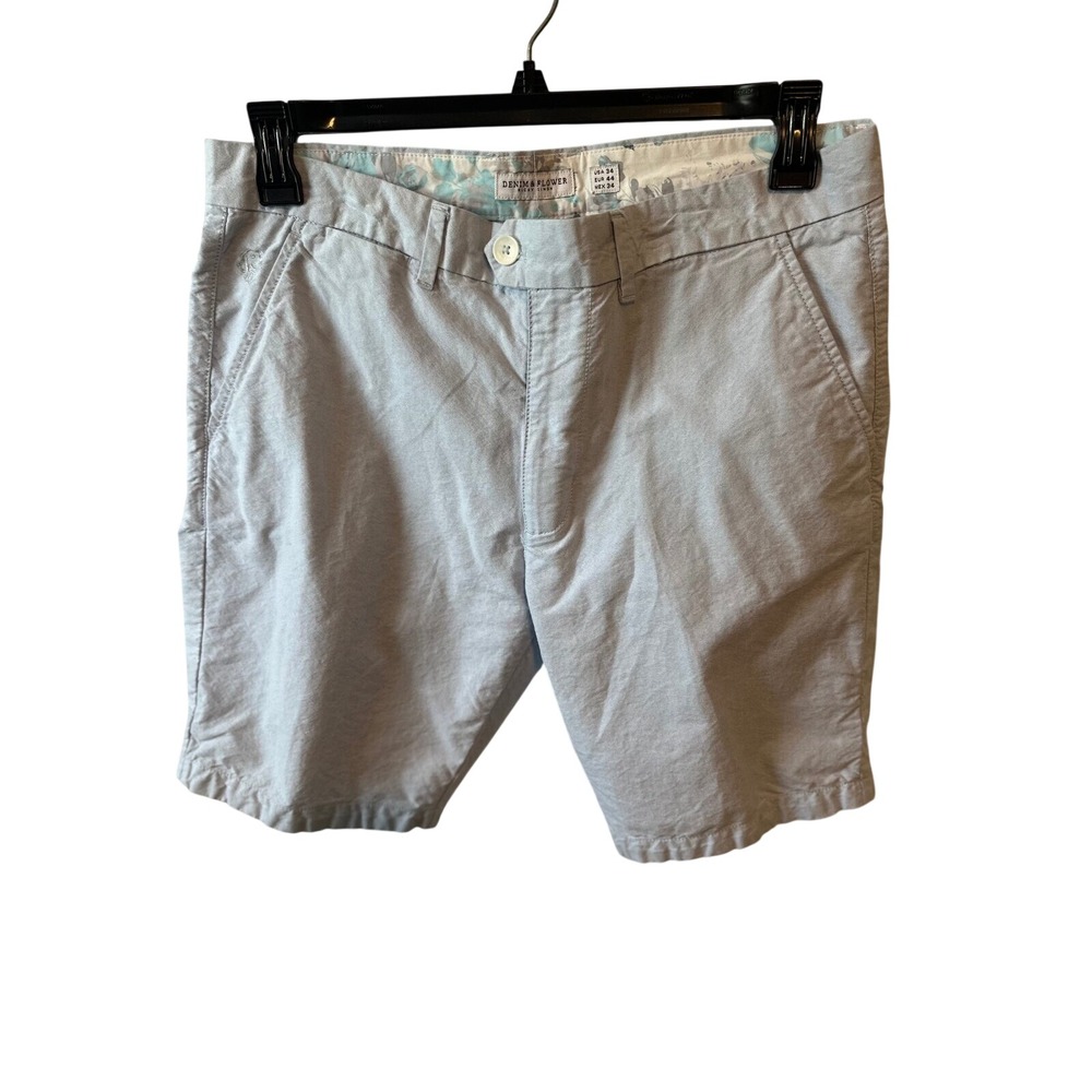 Denim & Flower Light Blue Chino Shorts Casual Summer Mens Size‎ 34
